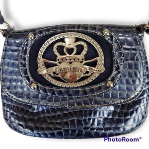 Kathy Van Zeeland Blue Croc Crossbody Bag
